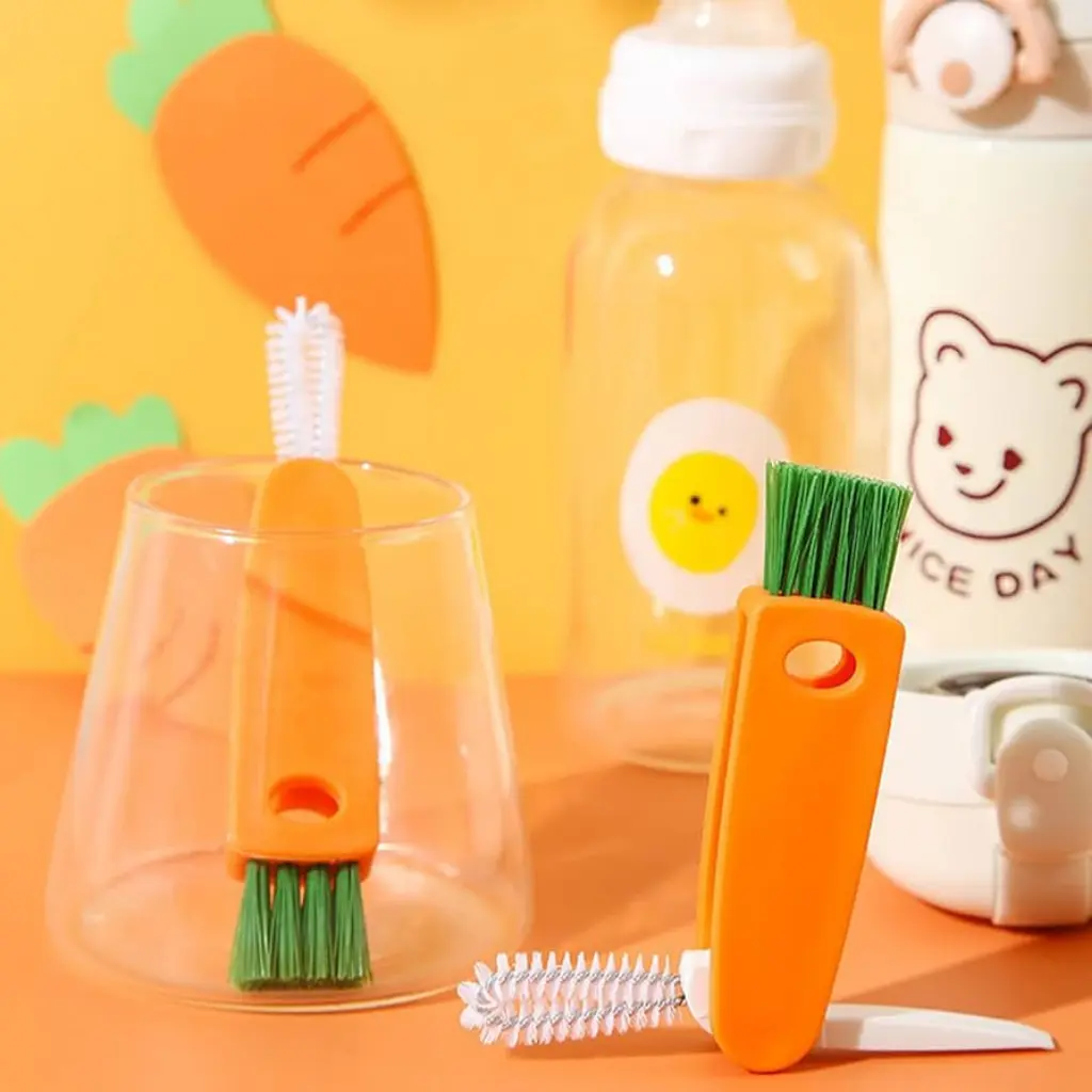Mini 3-in-1 cleaning brush set for bottles and lids - obeepo.in