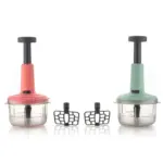 2-in-1 push chopper with stainless steel blades and 800ml bowl - obeepo.in
