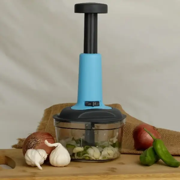 2-in-1 push chopper with stainless steel blades and 800ml bowl - obeepo.in