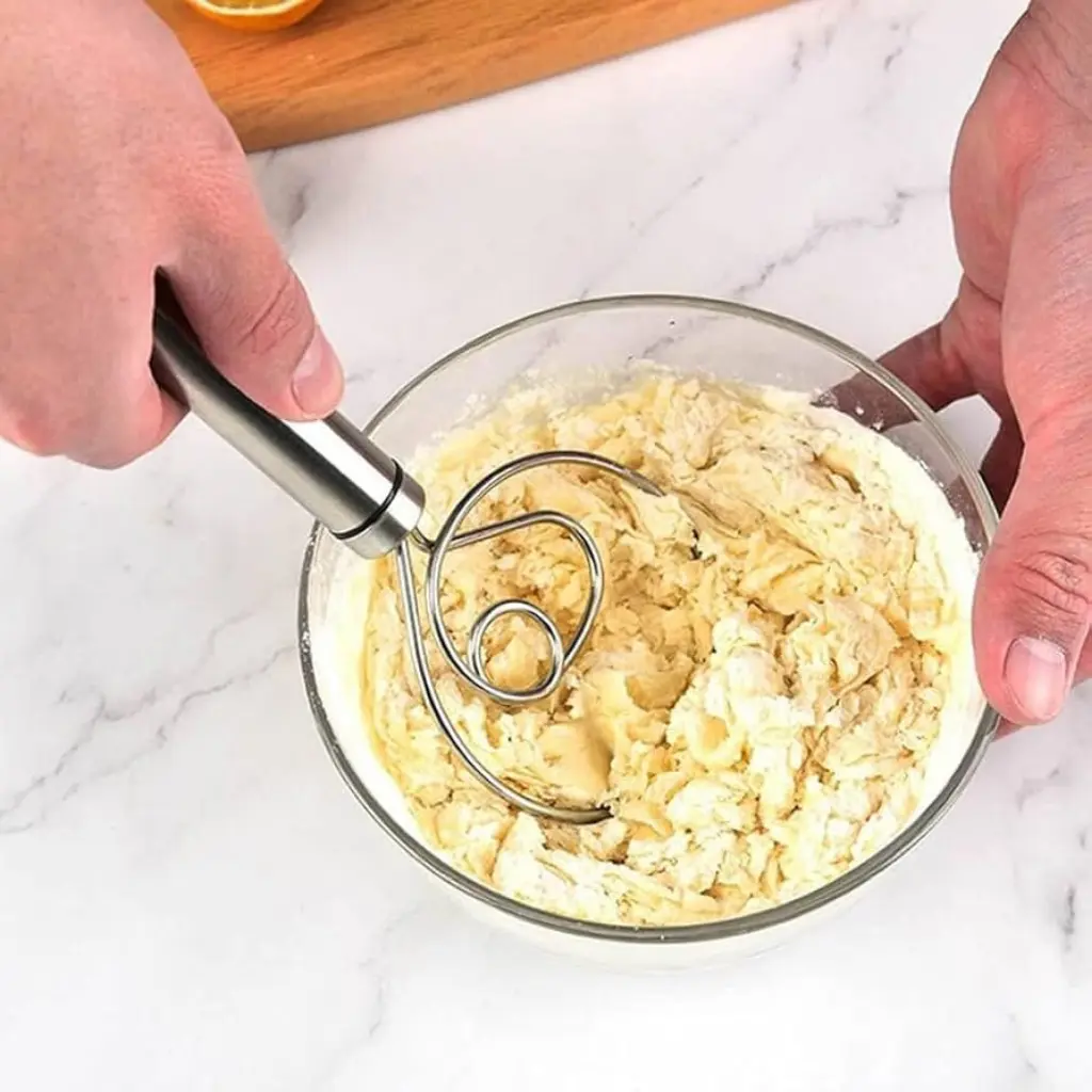 Stainless Steel Dough Whisk with Ergonomic Handle - obeepo.in