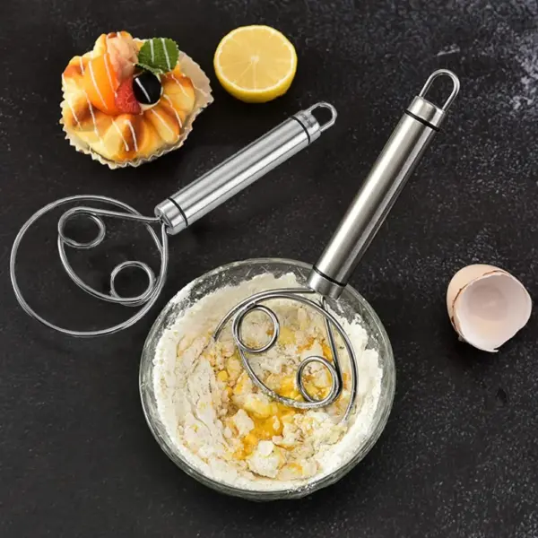 Stainless Steel Dough Whisk with Ergonomic Handle - obeepo.in