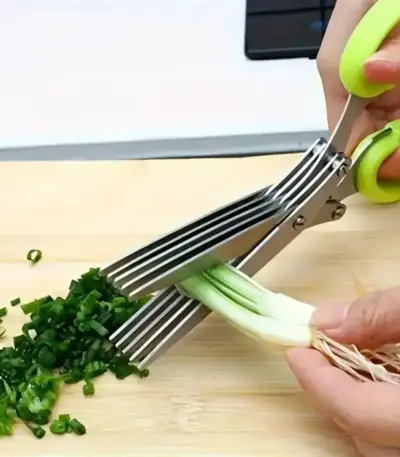 Stainless steel 5-blade herb scissors with cleaning comb - obeepo.in