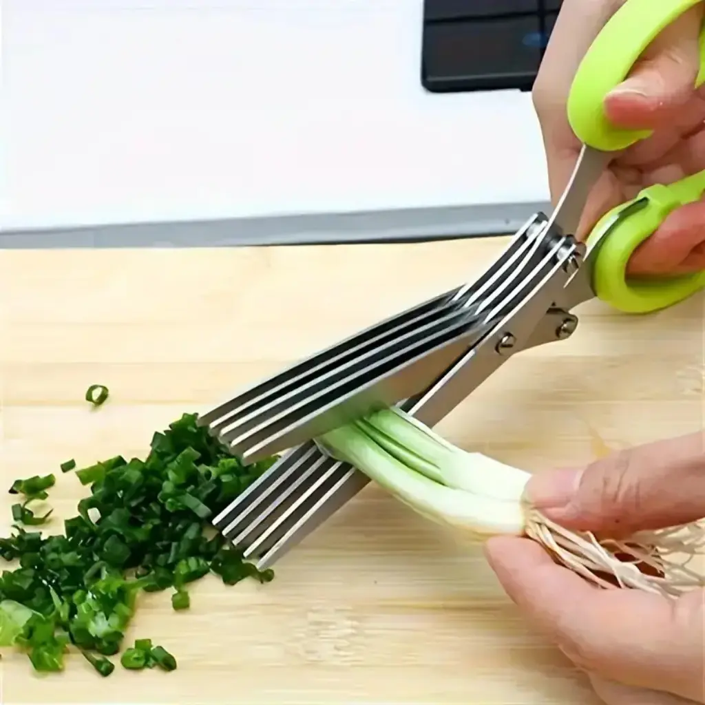 Stainless steel 5-blade herb scissors with cleaning comb - obeepo.in