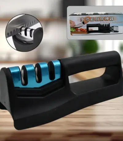 3-Step Compact Knife Sharpener for Kitchen and Pocket Knives - obeepo.in