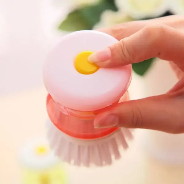 Cleaning Brush with Built-In Liquid Soap Dispenser for Pots and Dishes - obeepo.in