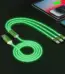 3-in-1 LED charging cable emitting soft light while charging multiple devices. - Obeepo.in