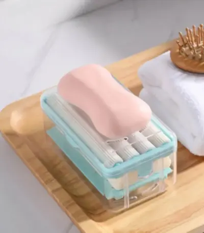 2-in-1 portable soap dish with roller and drainage design - obeepo.in