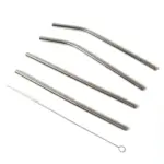 Reusable stainless steel straws with a cleaning brush - obeepo.in