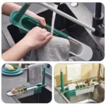 Telescopic 2-in-1 Kitchen Sink Storage Rack Holder for organized cleaning supplies - obeepo.in