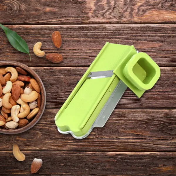 Compact Stainless Steel Vegetable and Dry Fruit Slicer with Adjustable Crank
