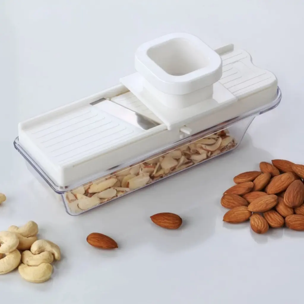 Compact Stainless Steel Vegetable and Dry Fruit Slicer with Safety Holder - obeepo.in