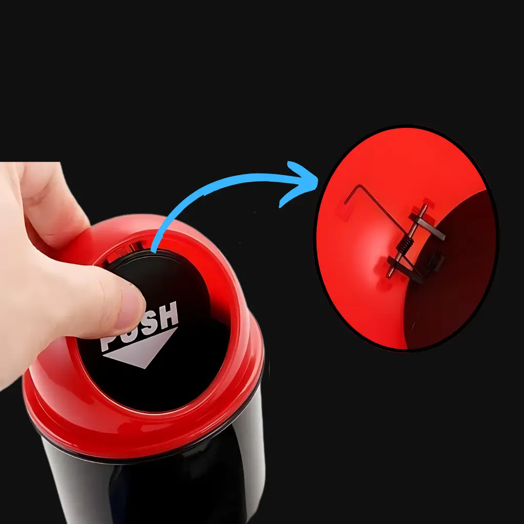 Mini car dustbin lid open mechanism explained.